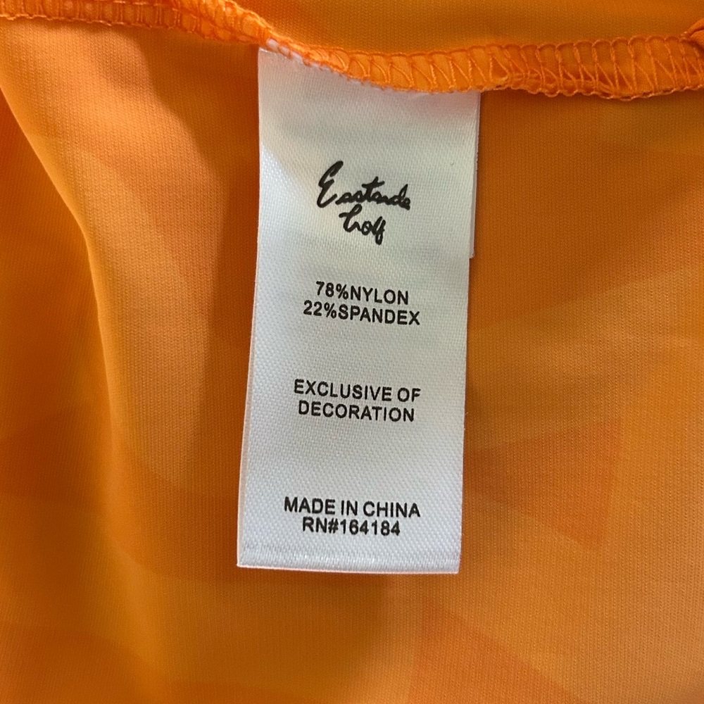 Eastside Golf Orange Shuffle Print Snap Placket Polo Size Small NWOT🍊 - Picture 8 of 8